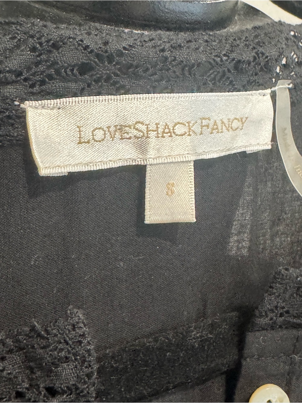 LoveShackFancy Black Crochet-Trim Button-Front Maxi Dress - Picture 3 of 3
